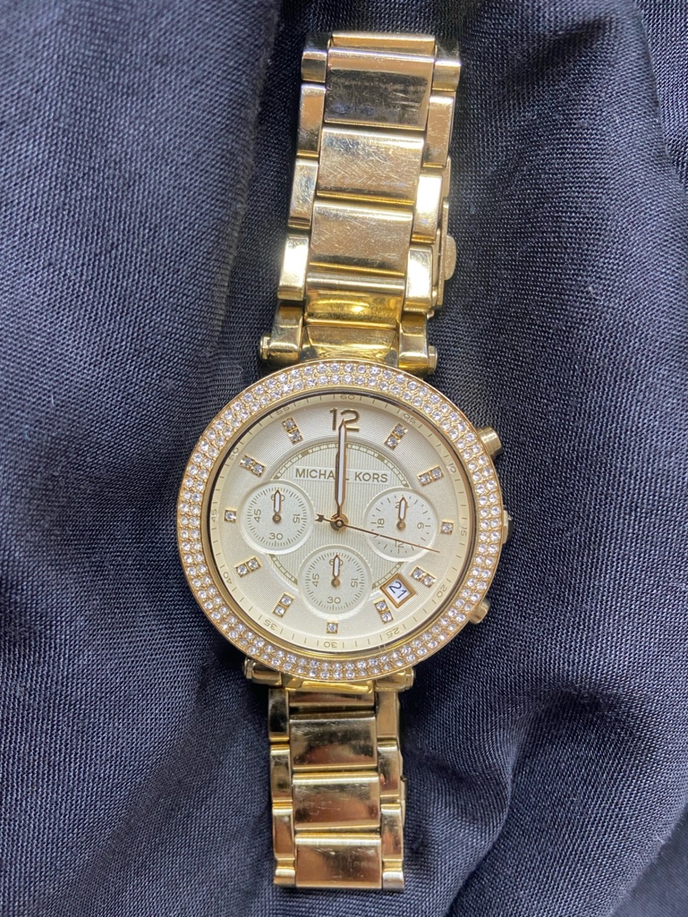 Michael Kors Gold Crystal-Accent Women's Chronograph Watch
